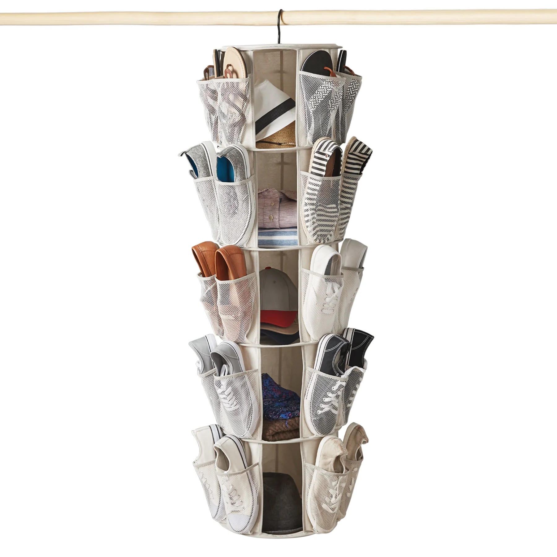 Mainstays 5-Tier/40-Pocket Canvas Carousel Organizer - Closet Storage-Hanging Storage | Walmart (US)