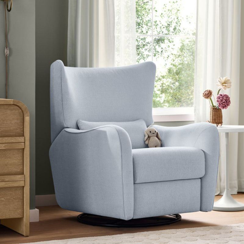 Aurora Winter Sky Blue Nursery Power Recliner Chair with Electronic Control, Nightlight and USB w... | Crate & Barrel