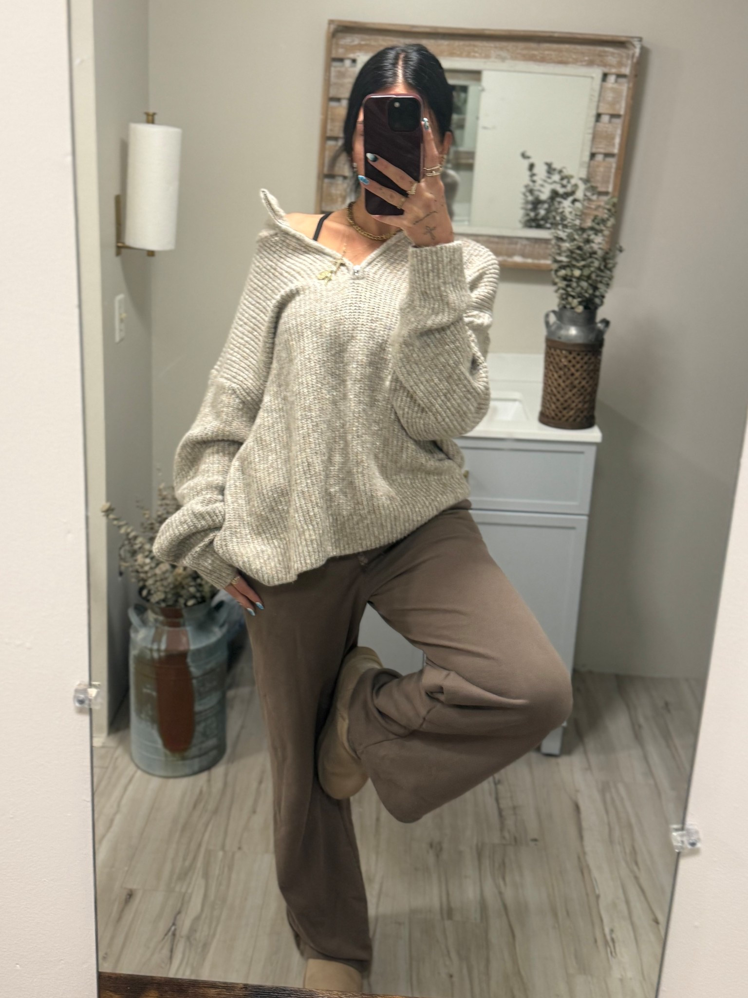 Cozy, comfy, cute! This is my favorite kind of outfit — soft layers, neutral tones, and effortless comfort that still feels put together. An oversized knit paired with relaxed pants is my go-to for lounging, coffee runs, or casual days when comfort is non-negotiable. Simple, timeless, and easy to rewear all season long.

#LTKgrwm #LTKootd #LTKdayinmylife