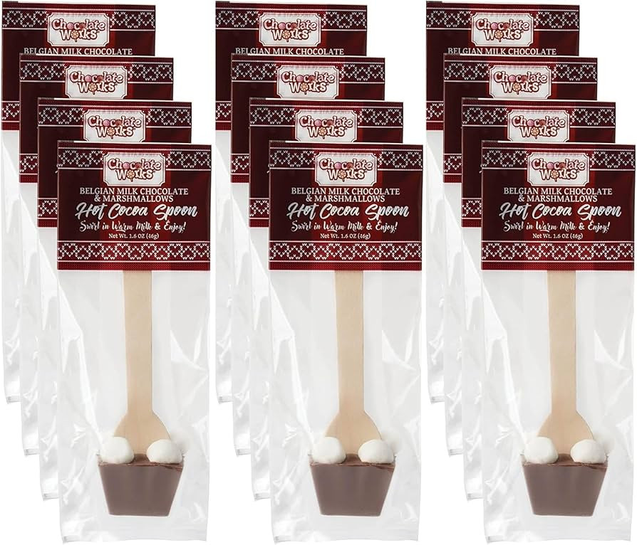 Chocolate Works Hot Chocolate Spoons – Milk Chocolate with Marshmallows – Stirring Spoons for... | Amazon (US)