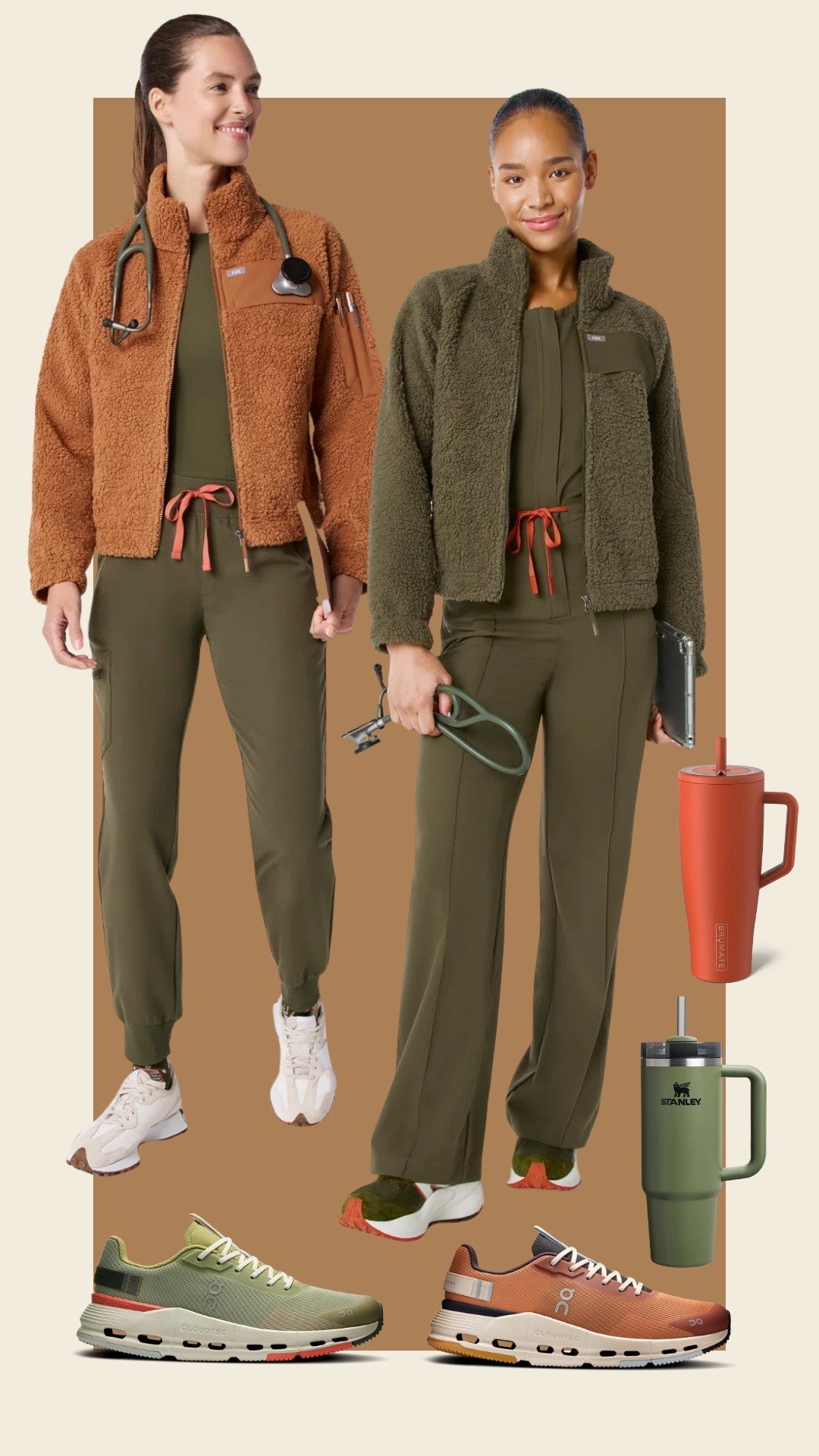 Figs scrubs for autumns, olive green, orange, fall, tumbler, Stanley, Brumate, on cloud house of colour, nurse, medical, medicine, healthcare, fleece jacket, Teddy jacket 

True autumn, soft autumn, dark autumn, hocautumn, house of colour autumn, color analysis, fall release

#LTKWorkwear #LTKMidsize #LTKSeasonal