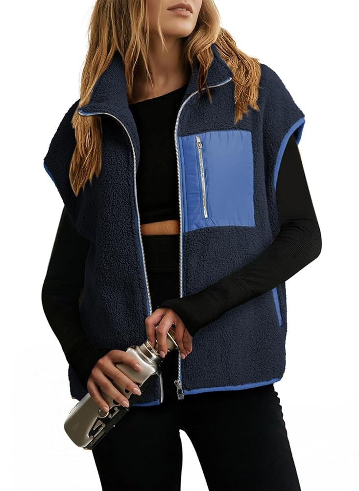 Dokotoo Womens Fleece Jacket Vest Sleeveless Fuzzy Sherpa Jackets Zip Up Oversized Casual Coats F... | Amazon (US)