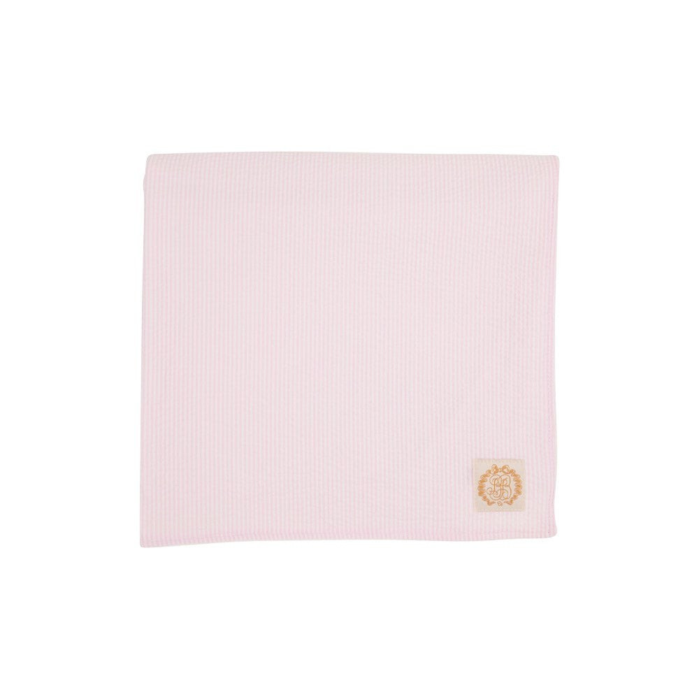 Bishop Bath & Beach Towel - Pink Savannah Seersucker | The Beaufort Bonnet Company