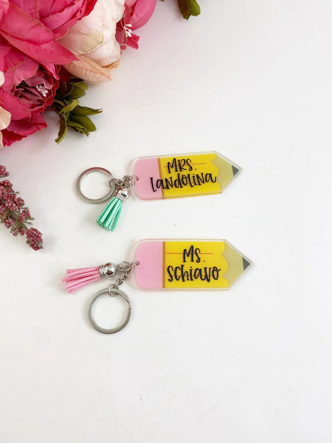 Personalized Teacher Gifts, Personalized Teacher Keychain, Personalized Keychain, Pencil Keychain... | Etsy (US)