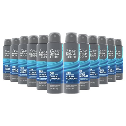 Dove Men+Care Antiperspirant Deodorant Clean Comfort, Pack of 12, Dry Spray For Men 72-hour Sweat and Odor Protection with Triple Defense Technology 3.8 oz | Amazon (US)