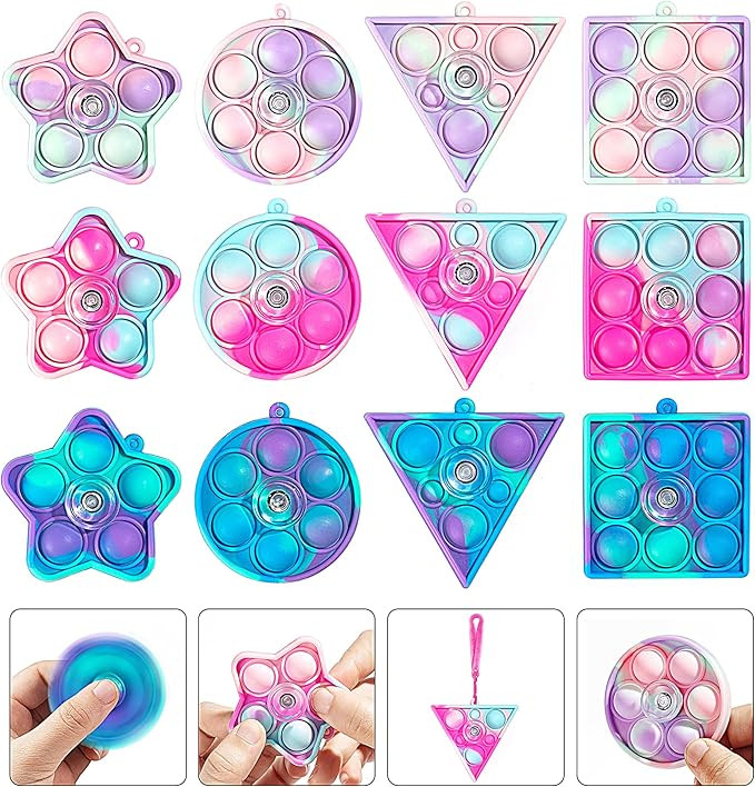 Pop Fidget Toys it 12 Pack Toy Poppers Packs Fidgets Sensory Its Spinners Mini Keychain Spinner,Auti | Amazon (US)
