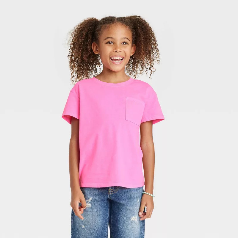 Girls' Short Sleeve Pocket T-Shirt - Cat & Jack™ | Target