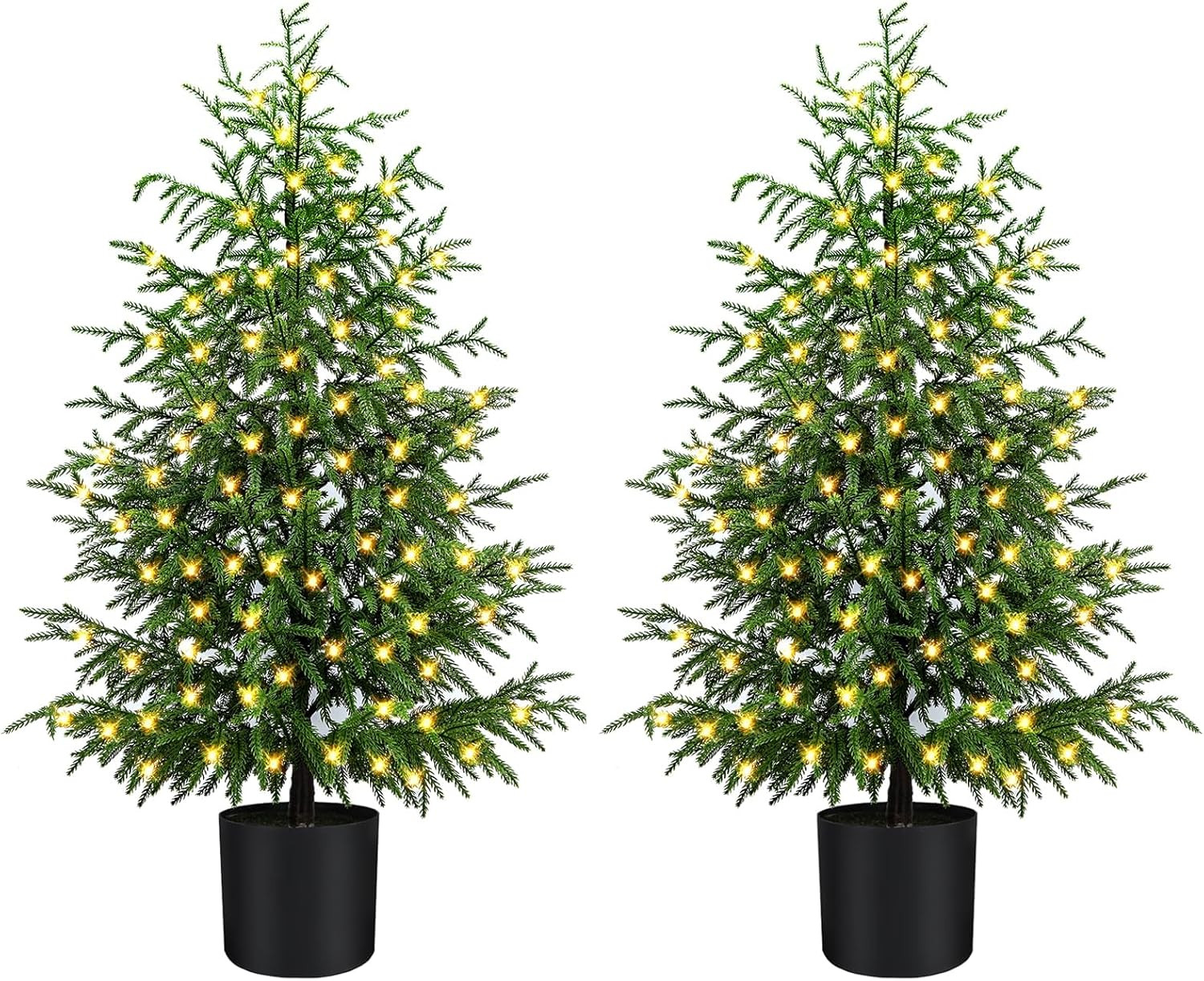 4FT Norfolk Pine Christmas Trees with 80LED Lights, 2-Pack | Amazon (US)