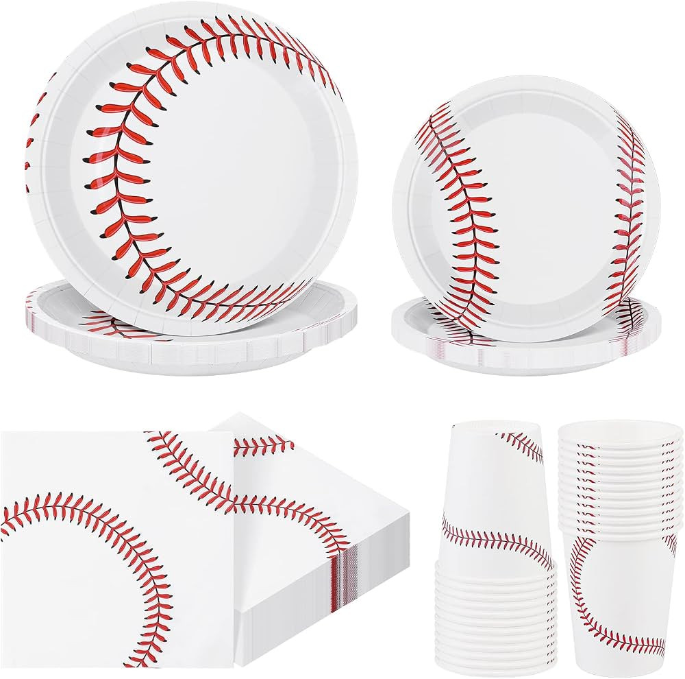 ADXCO 120 Pieces Baseball Birthday Party Supplies Include 48 Baseball Paper Napkins, 24 Baseball ... | Amazon (US)