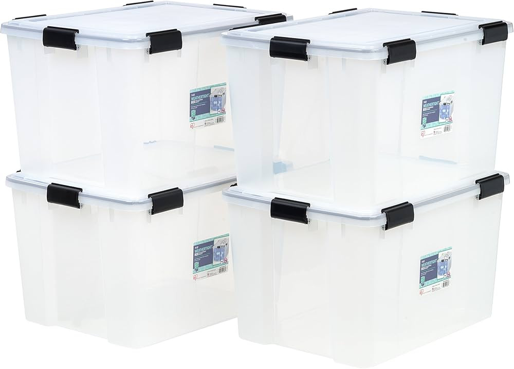 IRIS USA 4Pack 74qt WEATHERPRO Airtight Plastic Storage Bin with Lid and Seal and Secure Latching... | Amazon (US)