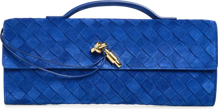 Long Andiamo Intrecciato Suede Clutch | Nordstrom