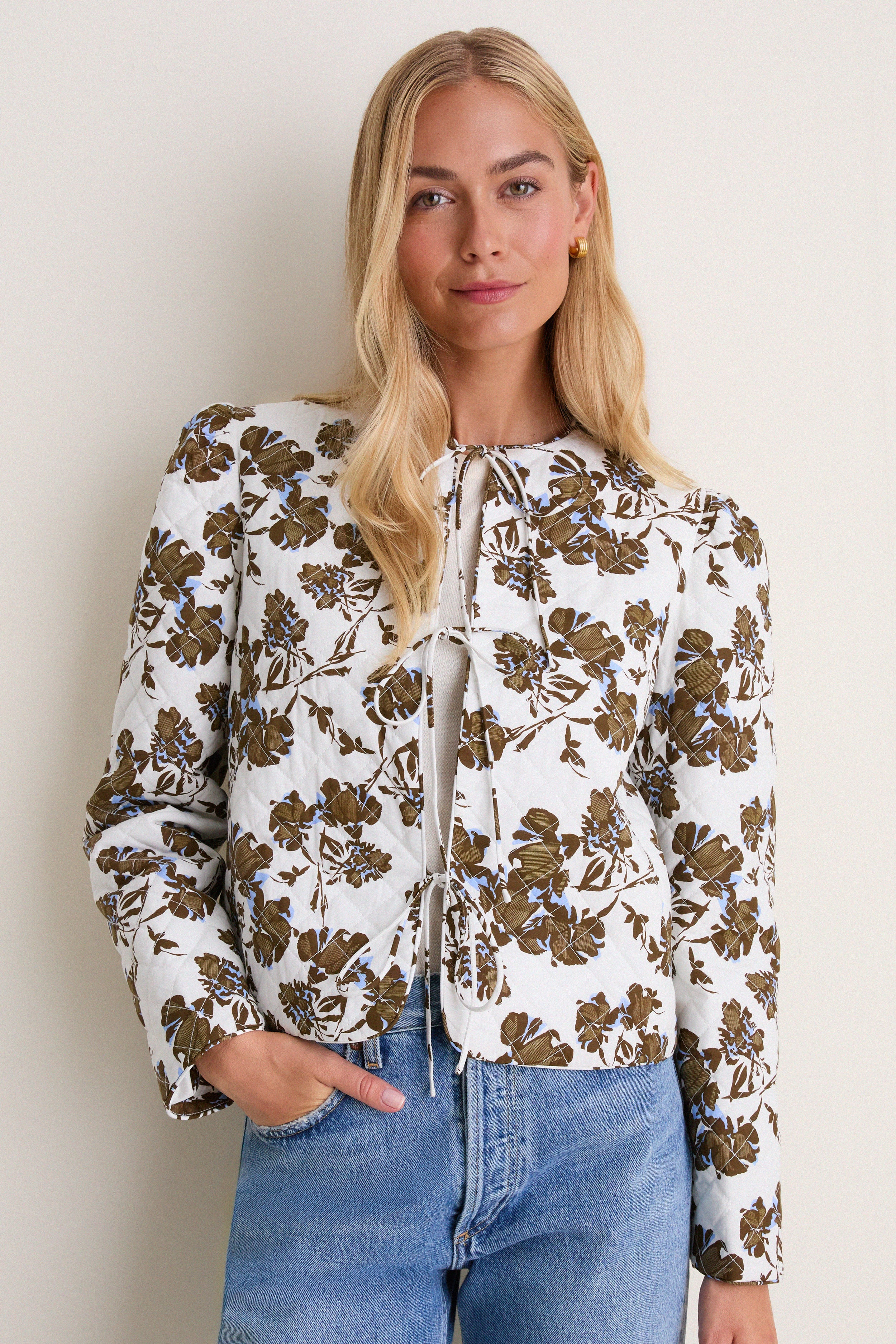 Brown & Blue Floral Skye Quilted Jacket | Tuckernuck (US)