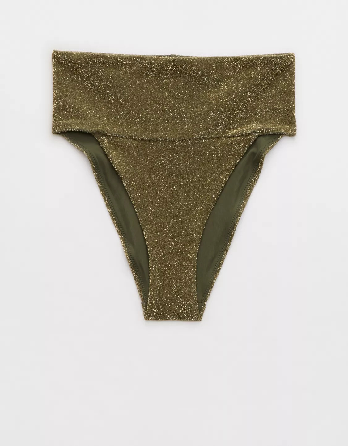 Aerie Sparkle Banded High Cut Cheeky Bikini Bottom | Aerie