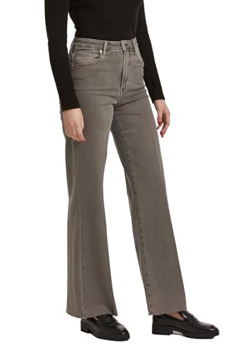 DEAR JOHN Fiona Wide Leg Women's Jeans High Rise Raw Cut Hem Full Length Inseam Stretch Denim - Graphite - Size 25 | Amazon (US)