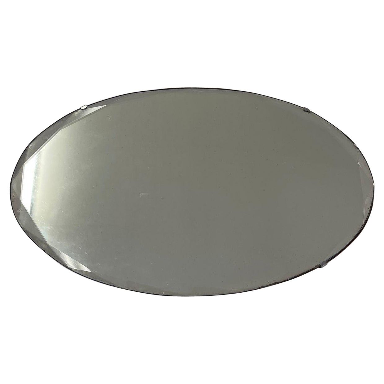 Vintage Oval Mirror With Beveled Edging Uk Import. | 1stDibs