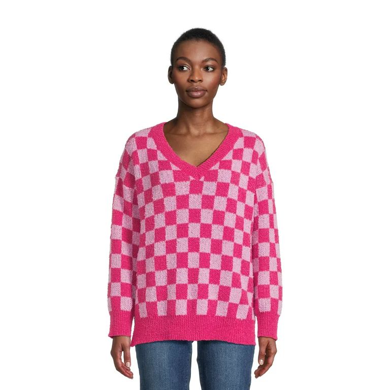 Dreamers By Debut Women's Oversized Tunic V Neck Sweater, Midweight - Walmart.com | Walmart (US)