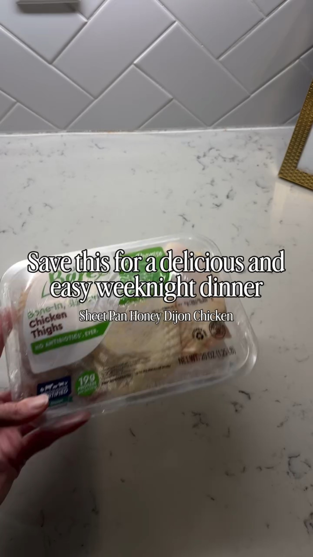 SAVE! Recipe in the caption👇🏻

This sheet meal is delicious and so easy to make. Add a side salad and some baguette! I like a green salad with a simple vinaigrette- Ina Garten has a great vinaigrette recipe!

🍯 Honey Dijon Sheet-Pan Chicken

Ingredients (serves 4)
Chicken:
1½–2 lb chicken thighs (bone-in, skin-on for best flavor)
Salt + black pepper, to taste
Optional: trim excess fat to your liking (I left it on for moisture)

Vegetables:
1 lb baby potatoes, halved
2 cups carrots, sliced on the bias, ½–¾ inch thick
1 red onion, cut into thick wedges
Optional: green beans or broccoli (added later)

Honey Dijon Glaze
⅓ cup Dijon mustard
¼ cup honey
3 tbsp olive oil
3 cloves garlic, minced
1 tbsp fresh thyme, finely chopped OR 1 tsp dried
1 tsp paprika
Salt + black pepper, to taste

Instructions
1. Make the glaze:
In a bowl, whisk together Dijon mustard, honey, olive oil, garlic, herbs, paprika, salt, and pepper.
2. Marinate the chicken (recommended):
Season chicken lightly with salt and pepper. Add to a bowl or zip-top bag and coat well with the glaze.
Marinate at least 30 minutes (or up to 8 hours in the fridge for more flavor).
3. If leaving the skin/fat on, gently pull it back and get some glaze between the meat and the skin, then lay it back down.
4. Prep the oven: Preheat oven to 425°F.
5. Prepare vegetables: Toss potatoes, carrots, and red onion with a drizzle of olive oil, salt, and pepper. Spread evenly on the sheet pan.
5. Add chicken: Place the marinated chicken thighs among the vegetables. Spoon any extra glaze over the chicken (and lightly over the veggies).
6. Cook uncovered for 30–35 minutes, until chicken is cooked through and vegetables are tender.
7. Optional veggie add-in: If using green beans or broccoli, toss them onto the pan during the last 12–15 minutes of cooking.