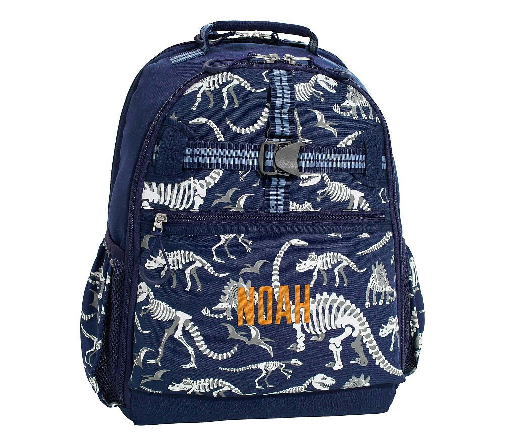 Glow-in-the-Dark Navy Dino Bones Large Mackenzie Adaptive RPET Backpack | Pottery Barn Kids