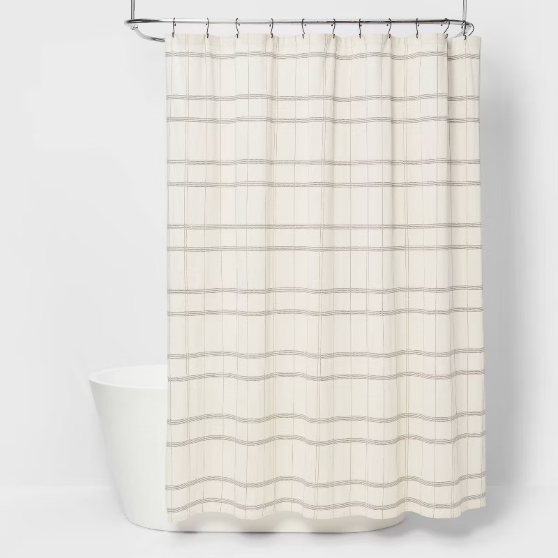 Woven Modern Plaid Shower Curtain Ivory - Threshold™ | Target