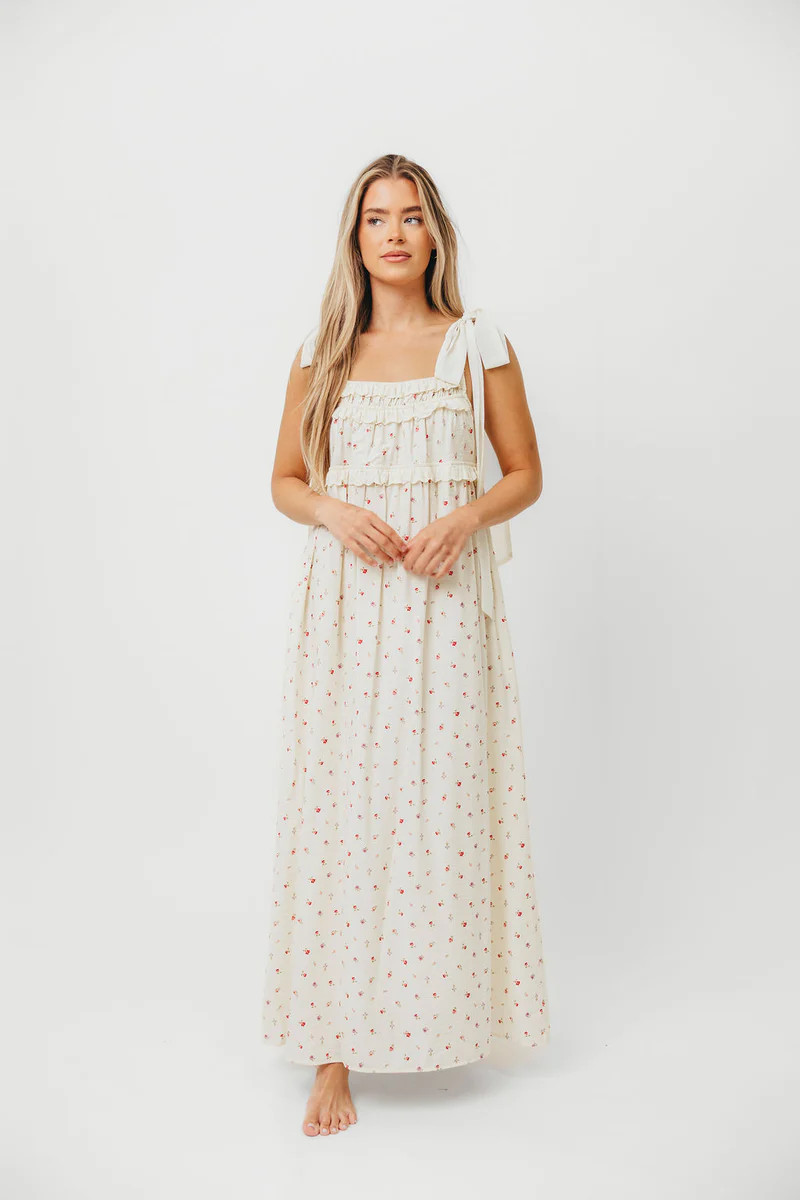 Ellery Tank Maxi Dress with Bow Straps in Primrose - Bump Friendly | Worth Collective