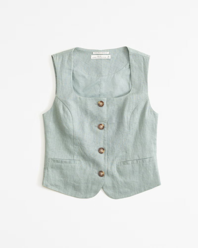 Premium Linen Vest Set Top | Abercrombie & Fitch (US)