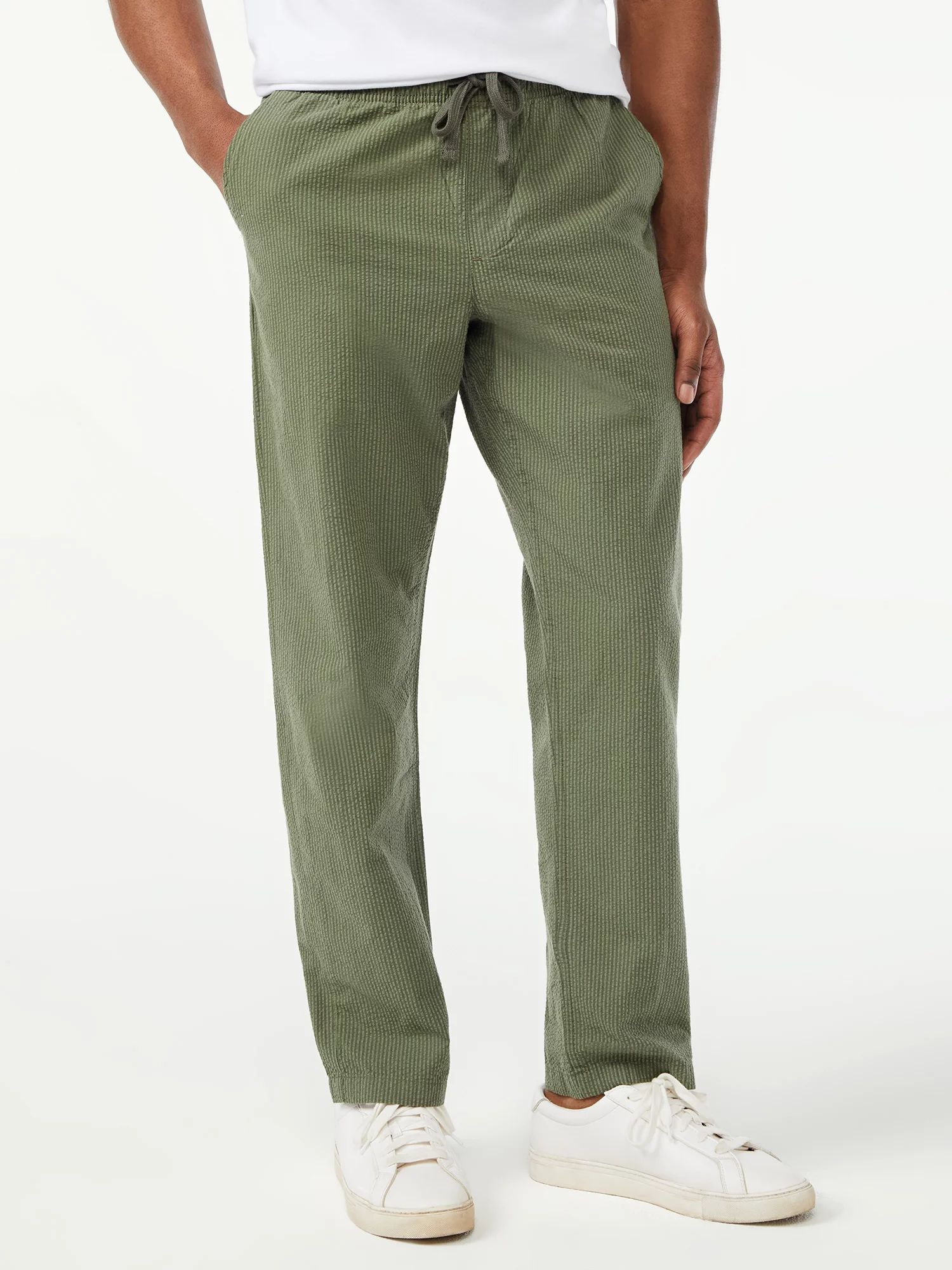 Free Assembly Men's Seersucker Stripe E-Waist Utility Pants | Walmart (US)