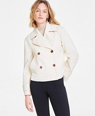 Women's Casual Cropped Twill Peacoat, Exclusively at Macy's | Macy's