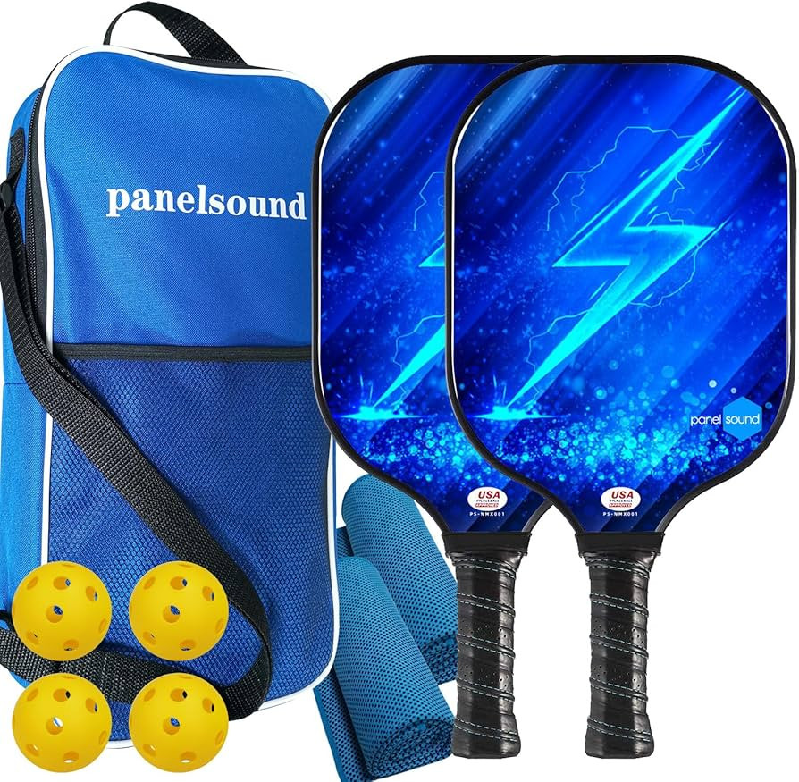 Panel Sound Pickleball Paddles, USAPA Approved Graphite Carbon Fiber/Fiberglass Pickleball Set of... | Amazon (US)