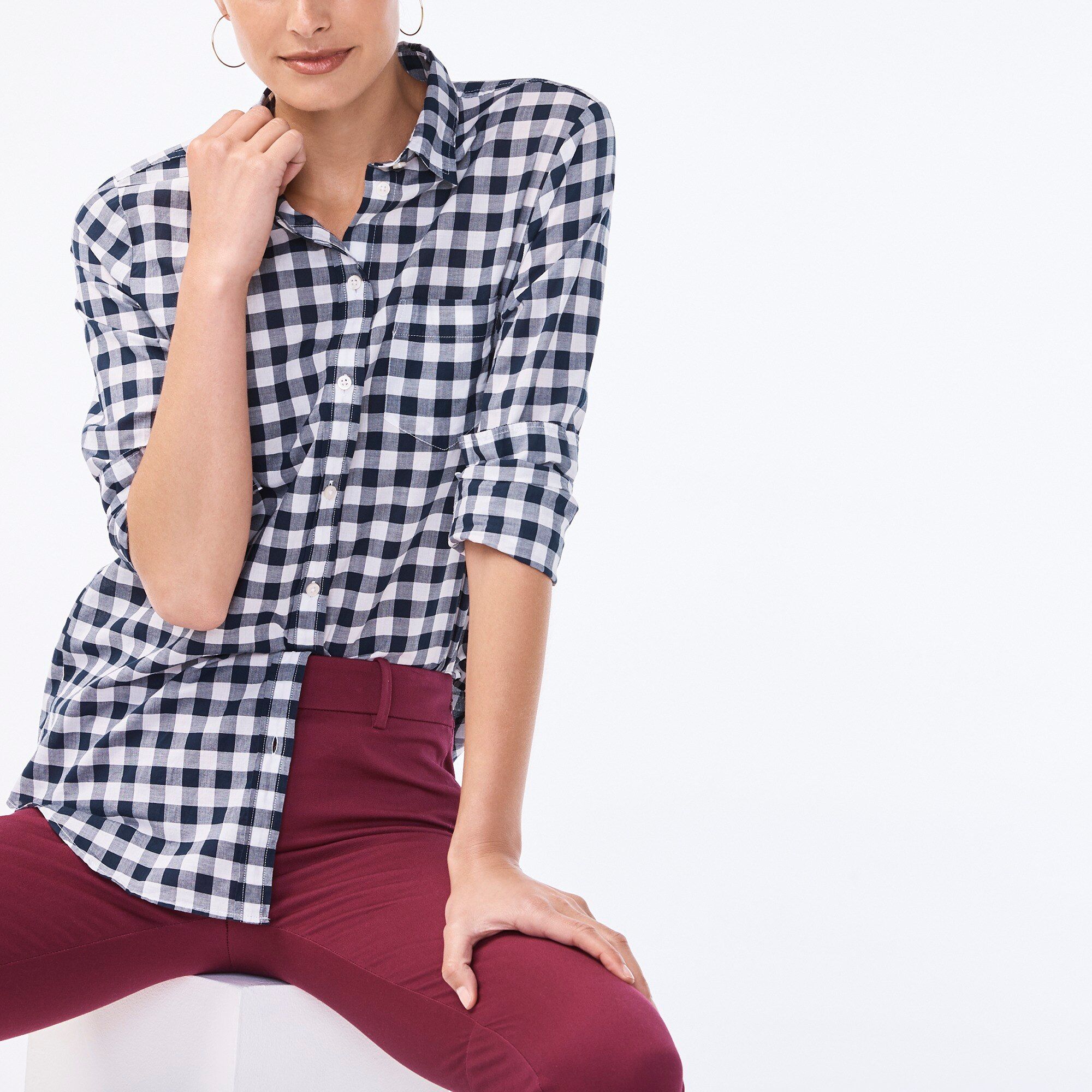 Petite gingham button-down shirt in boy fit | J.Crew Factory