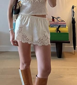 Y2K Satin Lace Shorts for Women Comfy Elastic Waist Coquette Micro Mini Silk Shorts Going Out Sli... | Amazon (US)