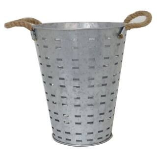 12 in. Galvanized Metal Outdoor Patio Basket | The Home Depot