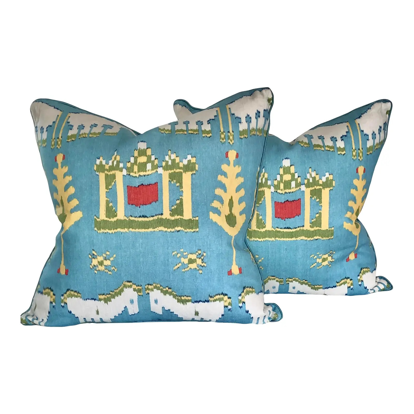 Thibaut Kingdom Parade Pillows - a Pair | Chairish