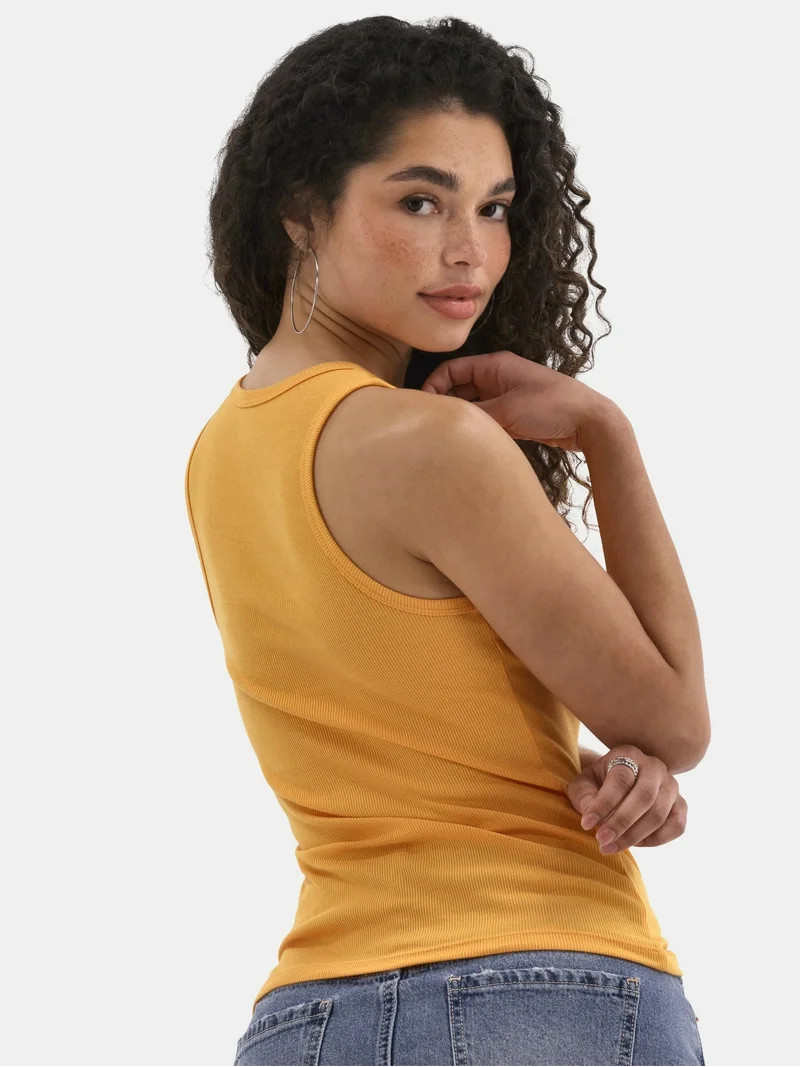 No Boundaries Ribbed High Neck Tank Top, Women's | Walmart (US)