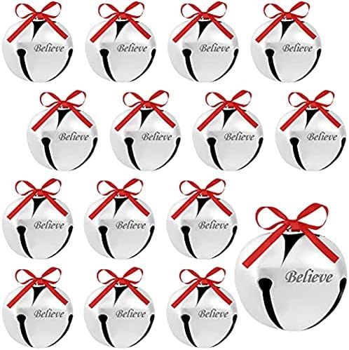 1.6 Inch Believe Bells Ornament Sleigh Bells Christmas Tree Bells Polar Express Bells Xmas Ribbons B | Amazon (US)