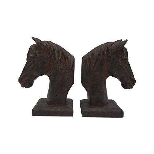 Comfy Hour Farmhouse Collection 5" Length 7" Height Set 2 Horse Head Art Bookends, 1 Pair, Antique Style, Heavy Weight, Brown Rust Effect, Polyresin | Amazon (US)