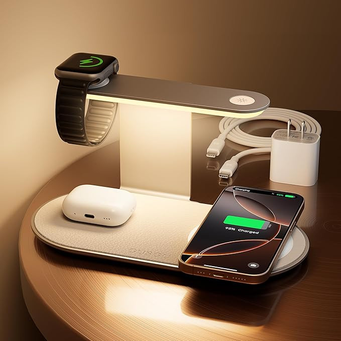 GUSGU 3 in 1 Charging Station for MagSafe Wireless Charger with Three-Level Night Light, 15W Max ... | Amazon (US)