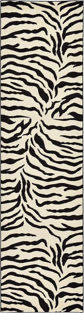 Unique Loom Wildlife Collection Animal Inspired with Zebra Design Area Rug, 2 ft 7 in x 10 ft, Iv... | Amazon (US)