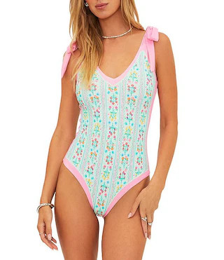 Akira Fruit Blooms Print Tie Shoulder One Piece Swimsuit | Dillard's