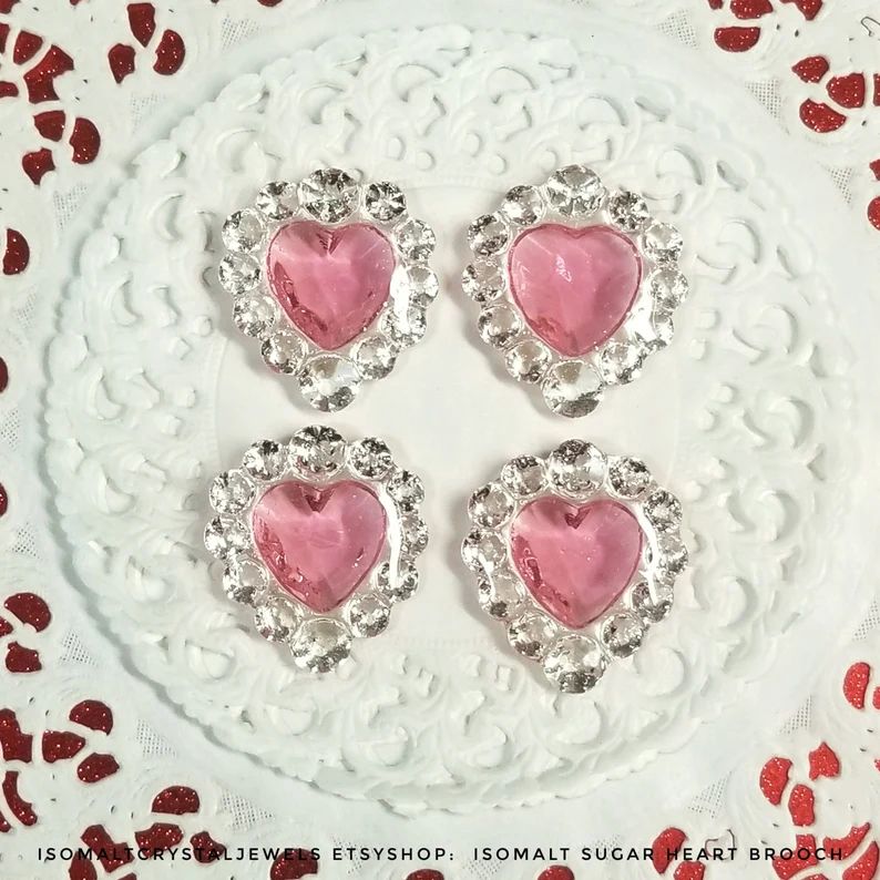 4 Heart Brooches, Isomalt sugar, handcrafted, edible gems, Valentine's Day, Weddings, Engagement,... | Etsy (US)