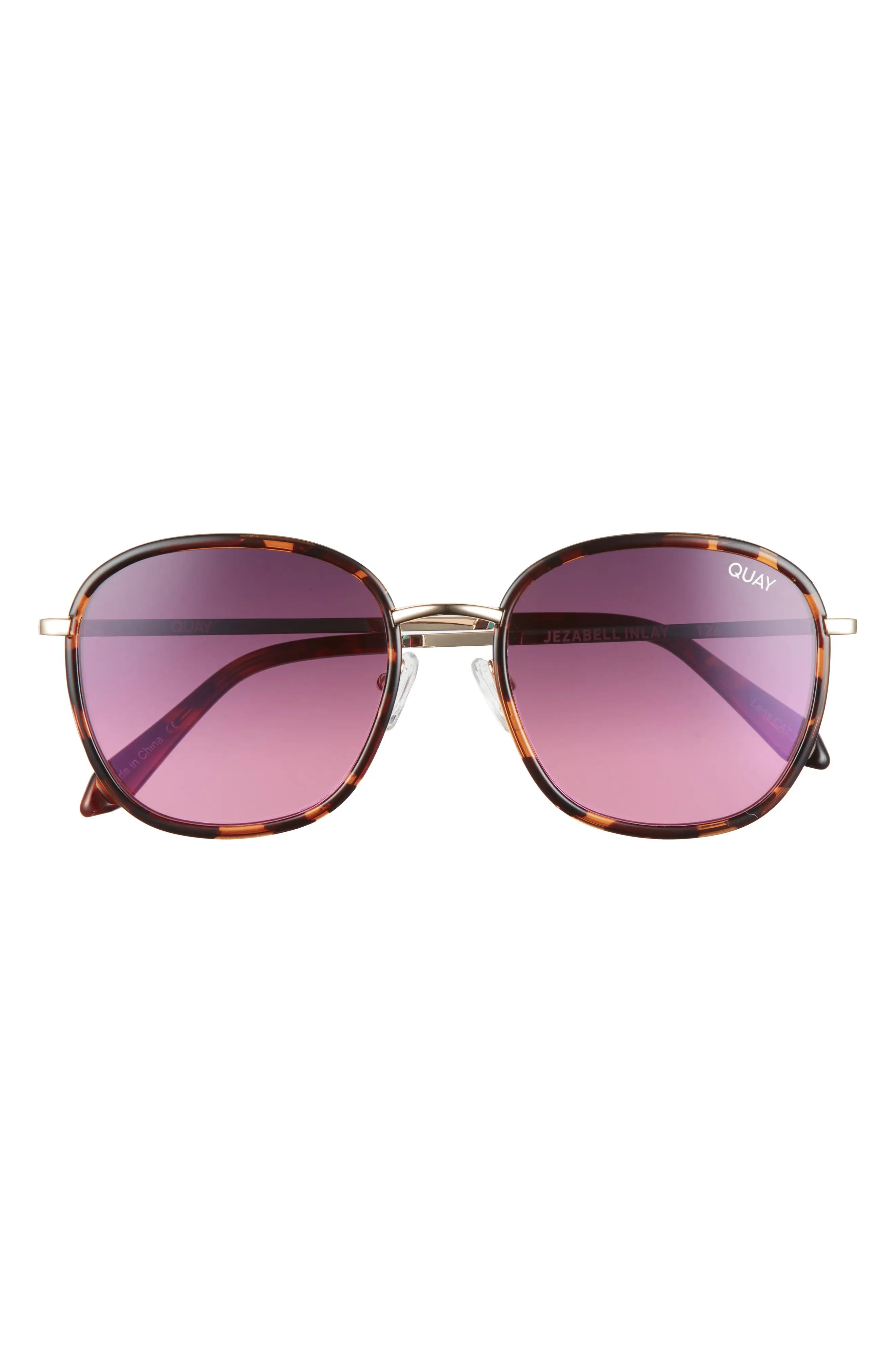 Women's Quay Australia Jezabell 53mm Polarized Round Sunglasses - Tort / Navy Peach Mirror | Nordstrom