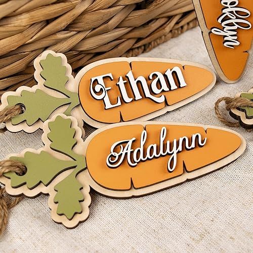 Carrot Name Tag, Personalized Easter Basket Name Tags, Easter Basket Tag, Easter Gift Tags, Easte... | Amazon (US)