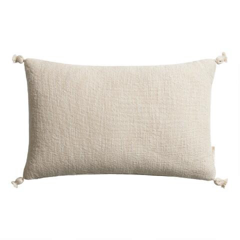 Woven Corner Tassel Indoor Outdoor Lumbar Pillow | World Market