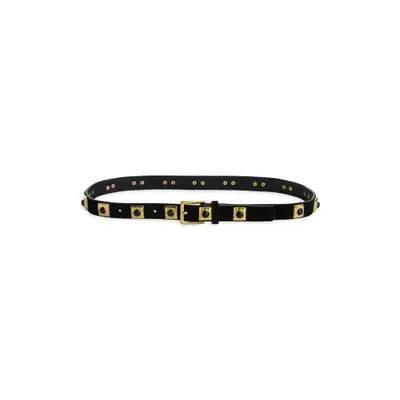 Treasure & Bond Dolly Stone Detail Leather Belt in Black at Nordstrom, Size Medium | Nordstrom