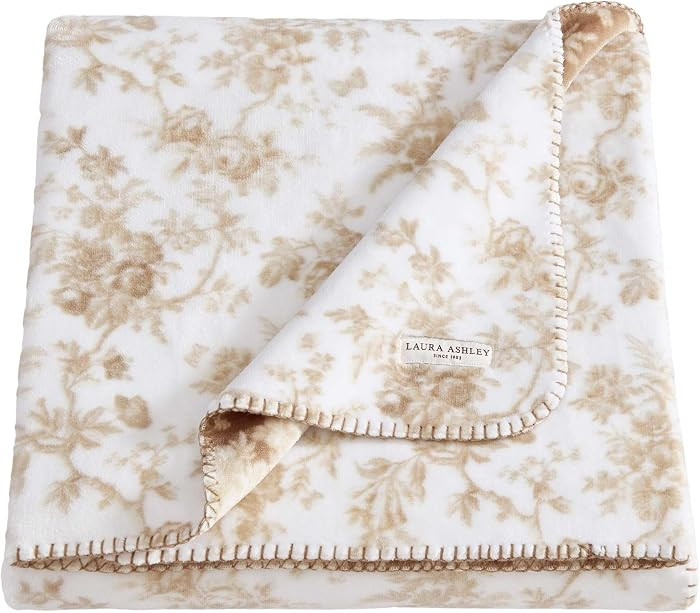 Laura Ashley - Soft Reversible Throw Blanket for Bed & Couch, 50 x 70 | Amazon (US)
