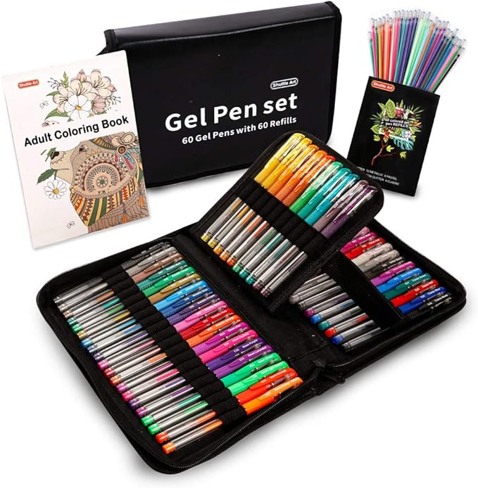 Shuttle Art Gel Pens, 120 Pack Gel Pen Set 60 Colored Gel Pen with 60 Refills for Adults Coloring... | Amazon (US)