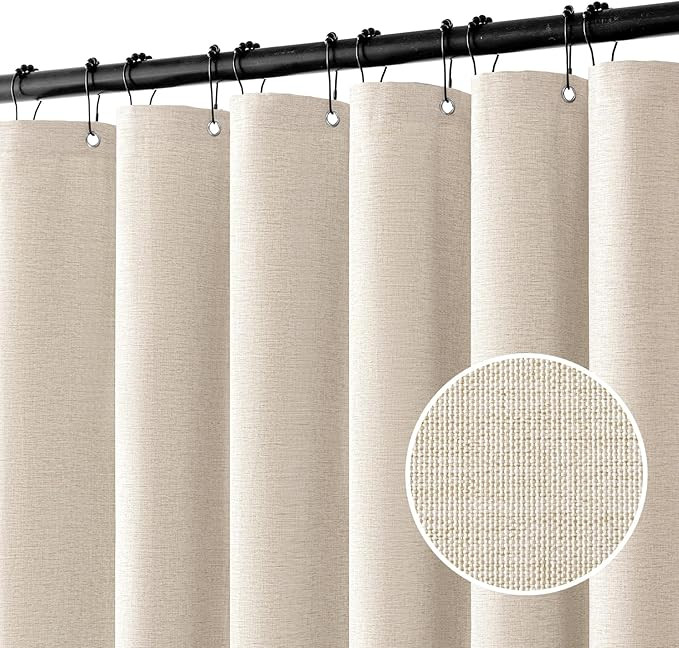 MIULEE Extra Long Shower Curtain Linen Textured 84 Inch Long with 12 Metal Hooks Waterproof Showe... | Amazon (US)