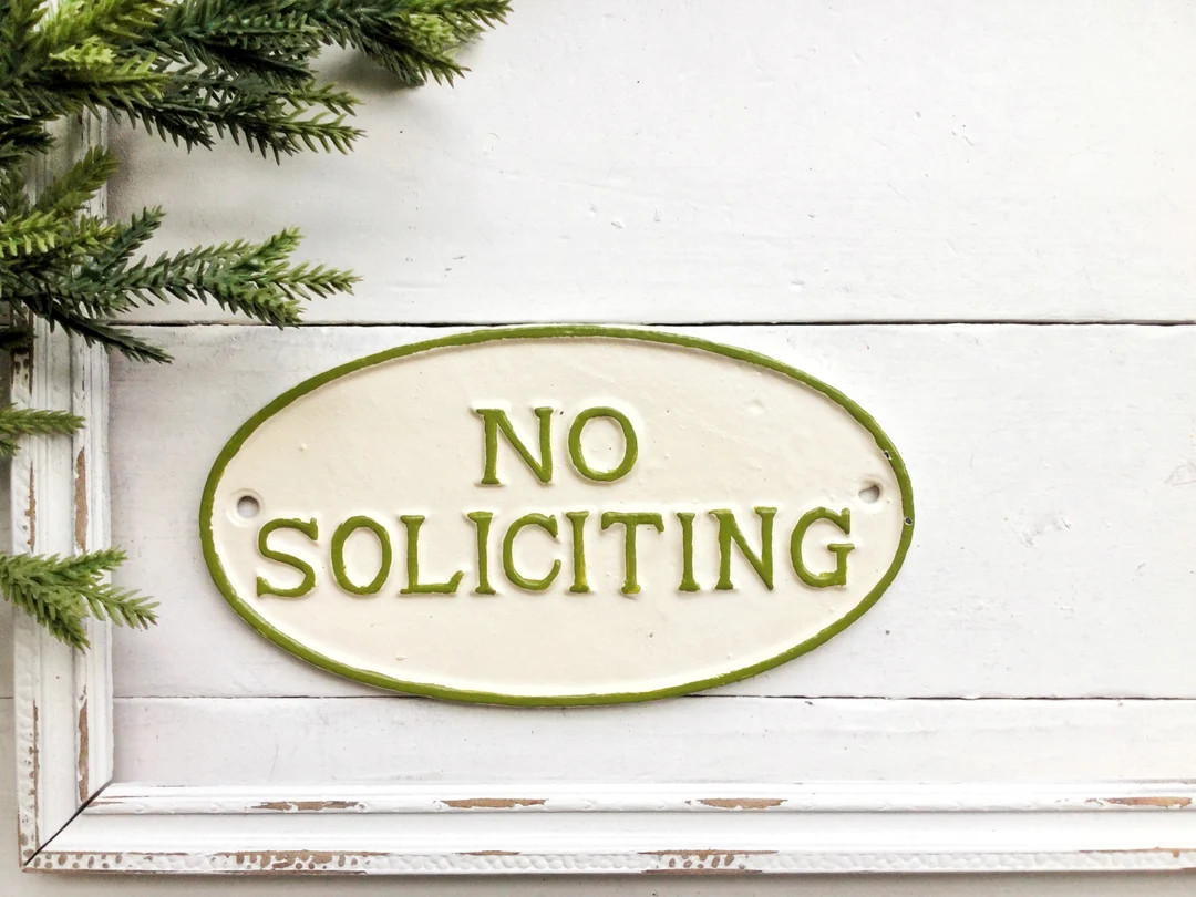 Cream Green No Soliciting Plaque No Soliciting Sign, New Home No Soliciting Sign, Metal No Solici... | Etsy (US)