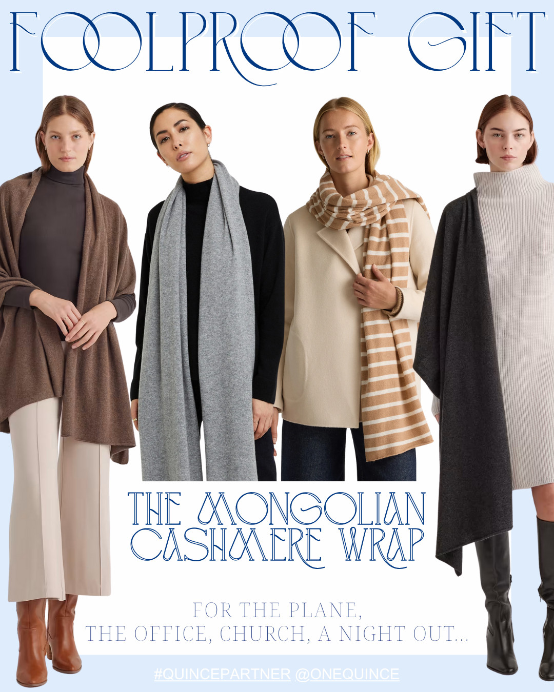 The wrap you’ll reach for everywhere - travel days, chilly offices, Sunday mornings, you name it. So soft it’s basically a hug, and the easiest gift on your list. 

#QuincePartner @onequince
cashmere wrap | Christmas gifts for women | cozy essentials | travel style | neutral layers
 

 #LTKSeasonal #LTKSaleAlert #LTKStyleTip