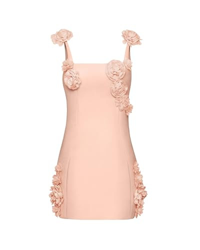 JW PEI Women's Elaina Pink Rosette Applique Mini Dress - Apricot | Amazon (US)