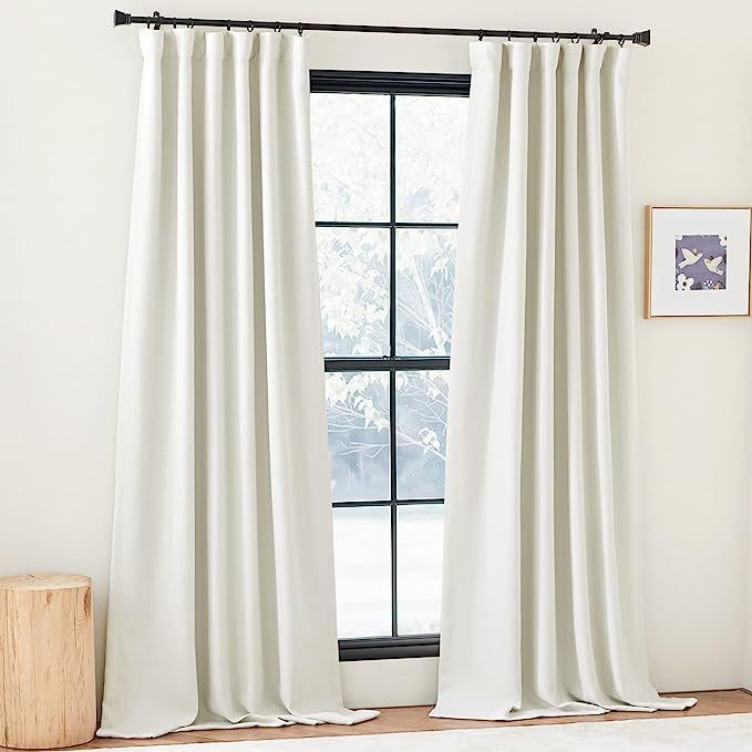 NICETOWN Room Darkening Curtains & Drapes Faux Linen Burlap 2 Panels, Rod Pocket/Back Tab/Hook Be... | Amazon (US)